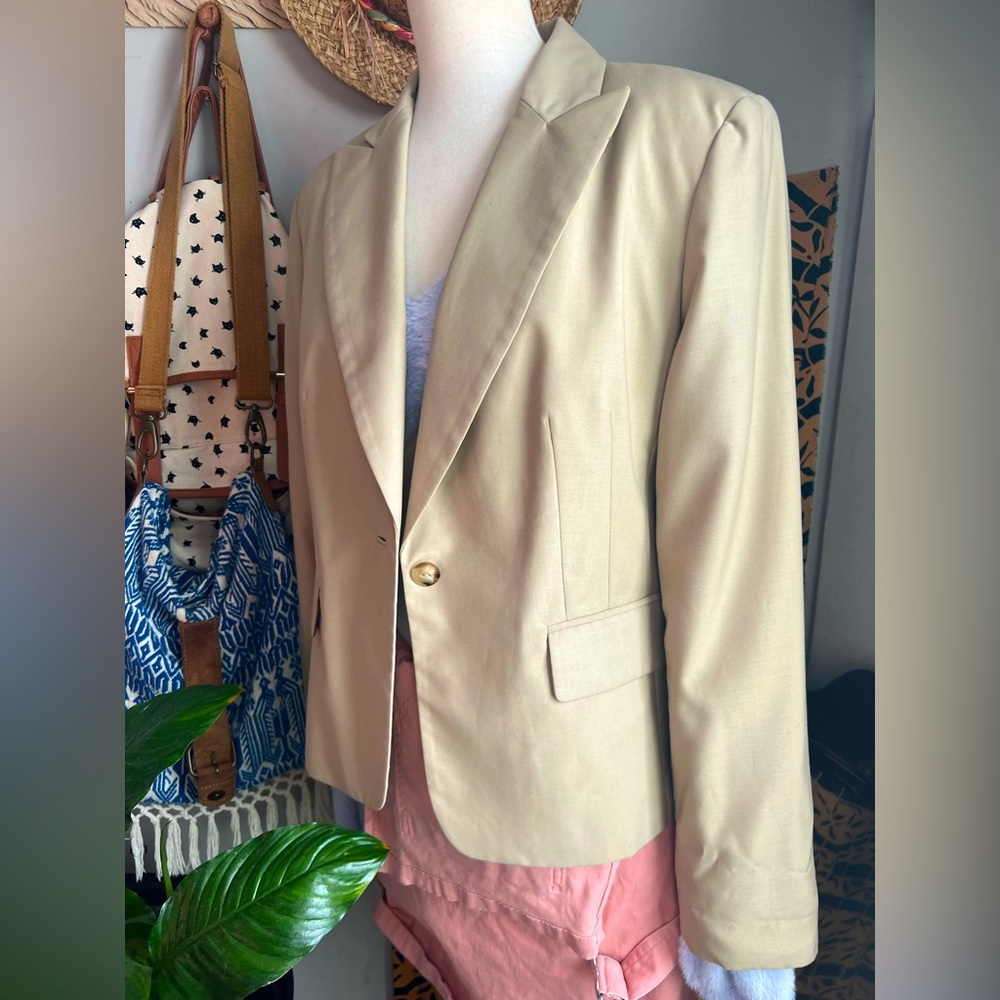 Tan khaki blazer suit jacket size 12